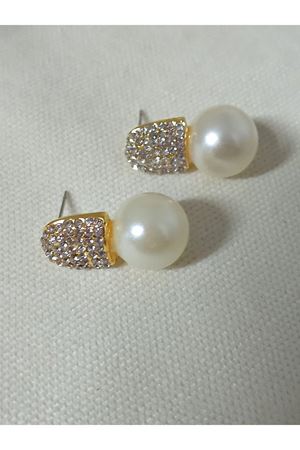 Gold Taşlı Mineli İnci Şık Kadın Küpe