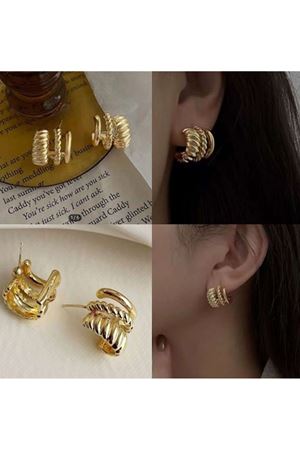 Gold Çoklu Görünümlü Halka Kadın Küpe