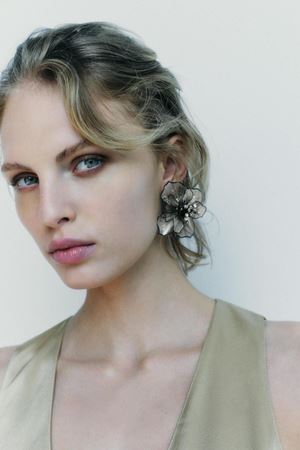 Sarı Çiçek Taşlı Kadın Küpe