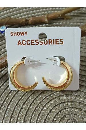 Gold Yarım Ay  Boru Halka Kadın Küpe