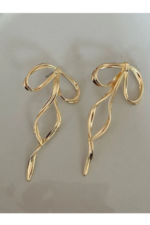 Gold Fiyonk Büyük 9cm Kadın Küpe