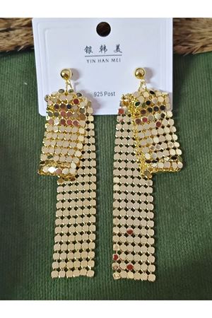 Gold Işıltılı Abiye Günlük Şık Parlak Kadın Küpe