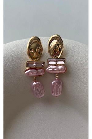 Pembe İnci Detaylı Şık Kadın Küpe