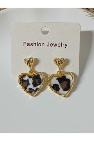 Leopar Dokulu Şık Abiye Günlük Kadın Küpe