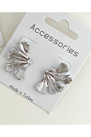 Gümüş Yarım Yaprak Orta Boy Plaka Kadın Küpe