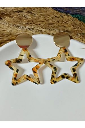 Leopar Yıldız Sallantılı Büyük Şık Zarif Kadın Küpe