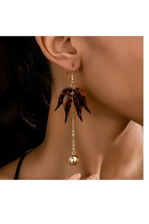 Leopar Çelik Uzun Kadın Küpe