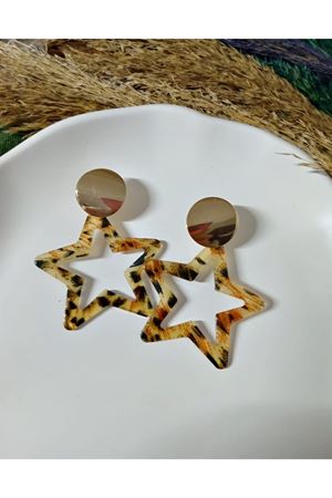 Leopar Yıldız Sallantılı Büyük Şık Zarif Kadın Küpe