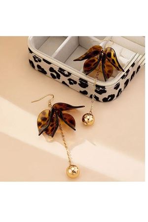 Leopar Çelik Uzun Kadın Küpe