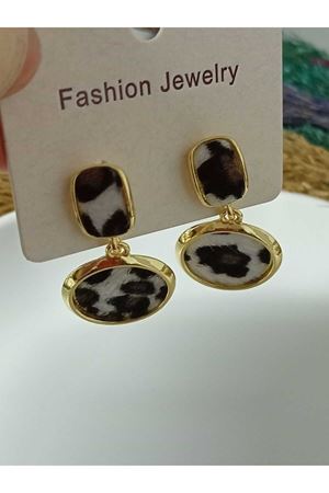 Leopar Dokulu Şık Abiye Günlük Kadın Küpe