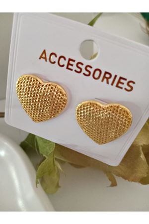 Gold Kalp Model Dokulu Kadın Küpe