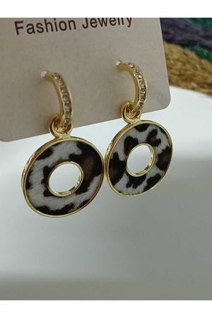 Leopar Dokulu Şık Abiye Günlük Kadın Küpe