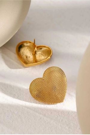 Gold Kalp Model Dokulu Kadın Küpe