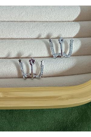 Gümüş  Kristal Taşlı Çoklu Görünümlü Küpe