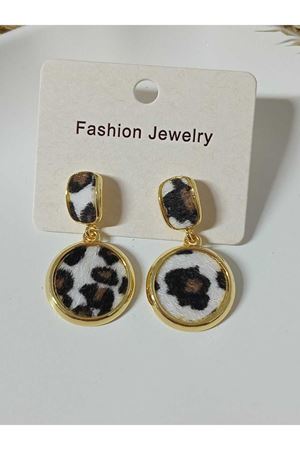 Leopar Dokulu Şık Abiye Günlük Kadın Küpe