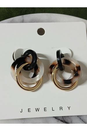 Kemik Kahve Rengi Yuvarlak Halka Şık Zarif Kadın Küpe