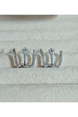 Gümüş  Kristal Taşlı Çoklu Görünümlü Küpe