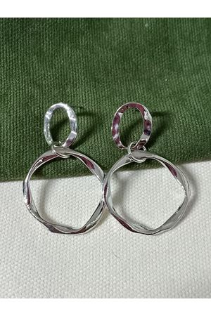 Gümüş Çift Halka Sallantılı Şık Kadın Küpe