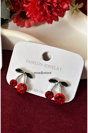 Gümüş Kirazlı Tasarım Şık Kadın Küpe