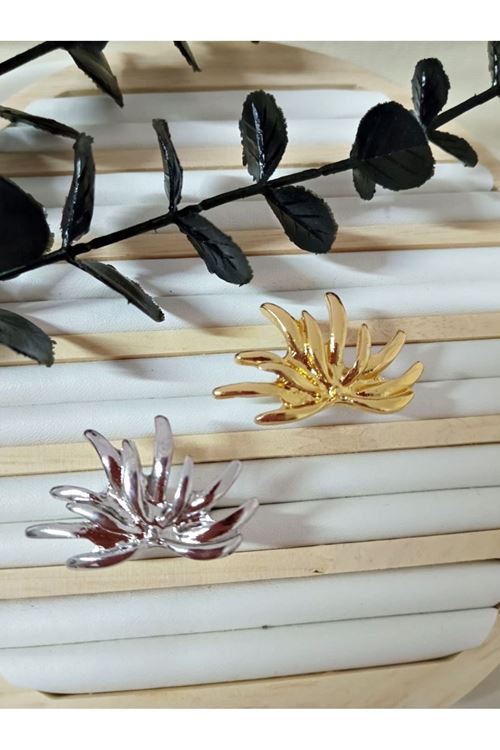 Gümüş Ayarlanabilir Yarım Çiçek Yüzük 4cm