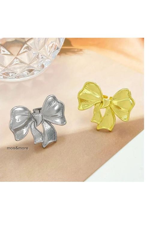 2 Çift, Gümüş ve Gold Trend  Fiyonk Ayarlanabilir Çelik Yüzük