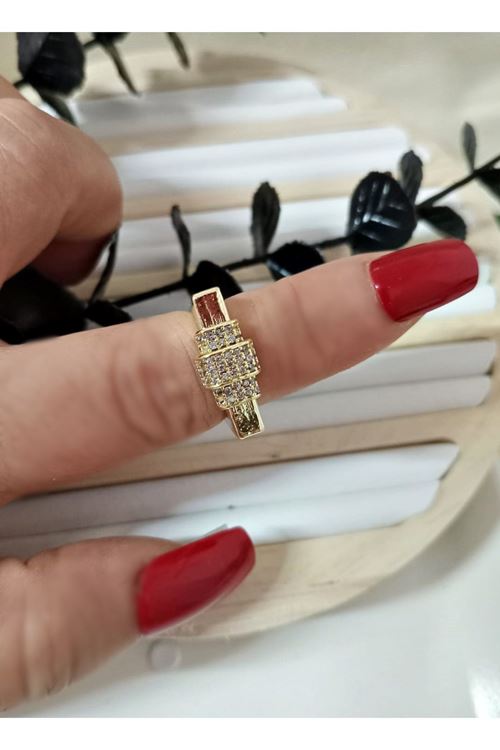Gold Köşeli Ayarlanabilir Çelik Yüzük