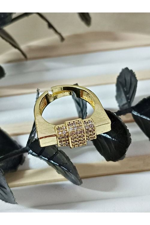 Gold Köşeli Ayarlanabilir Çelik Yüzük