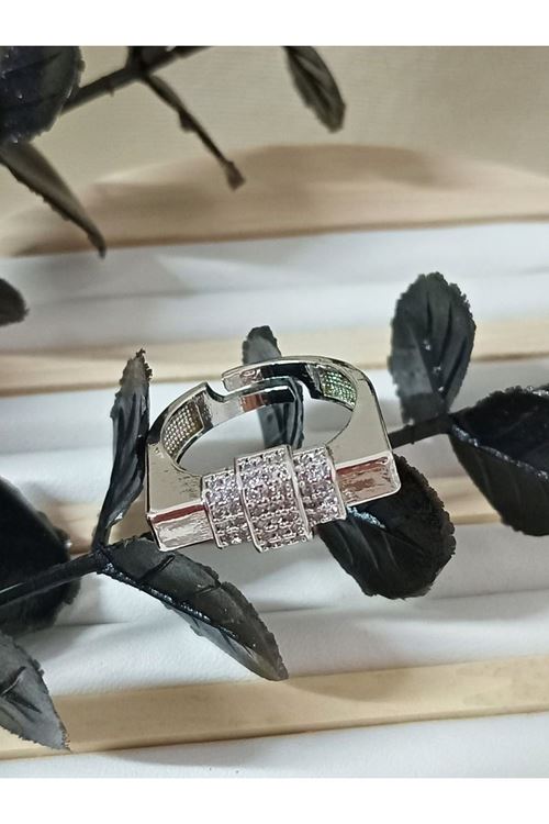Gümüş Köşeli Ayarlanabilir Çelik Yüzük