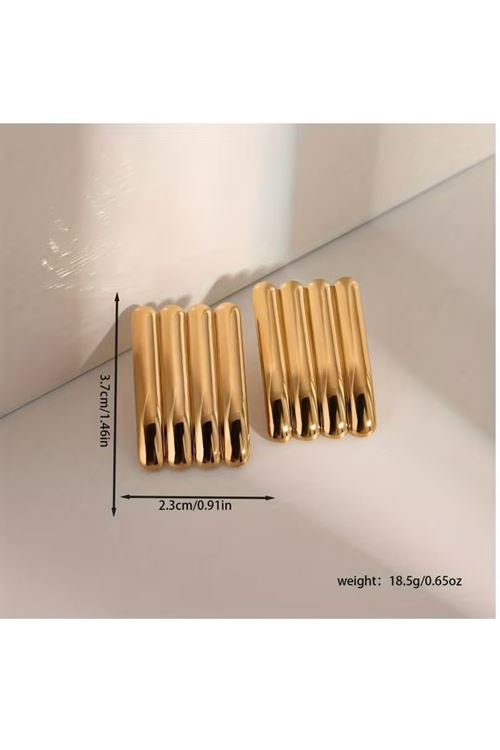 Gold Dörtgen Plaka Kadın Küpe