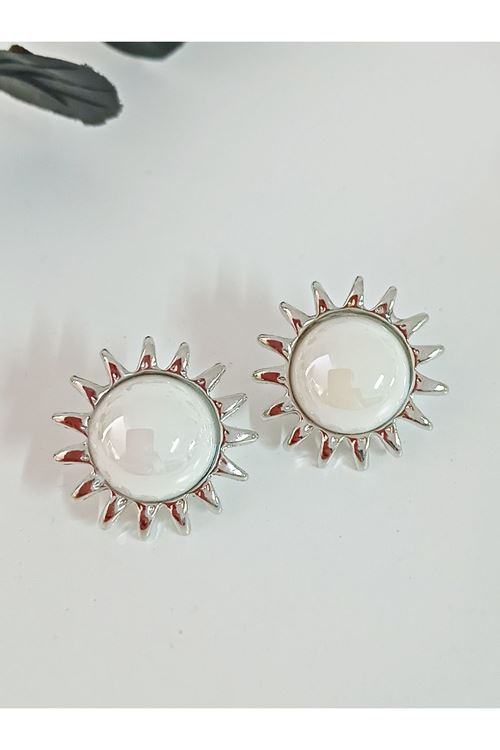 Gümüş İncili Güneş Kadın Küpe