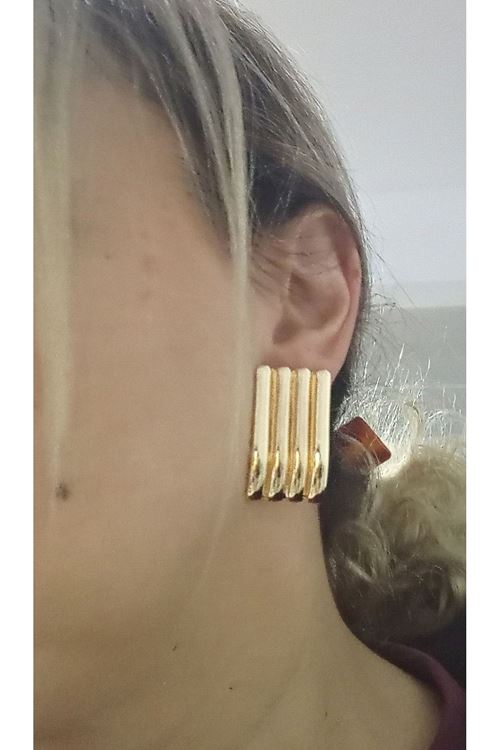 Gold Dörtgen Plaka Kadın Küpe