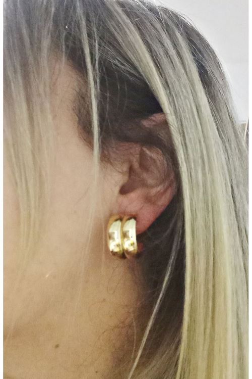 Gold Yalı Çapkını Pelo Küpe, Çiftli Halka Küpe