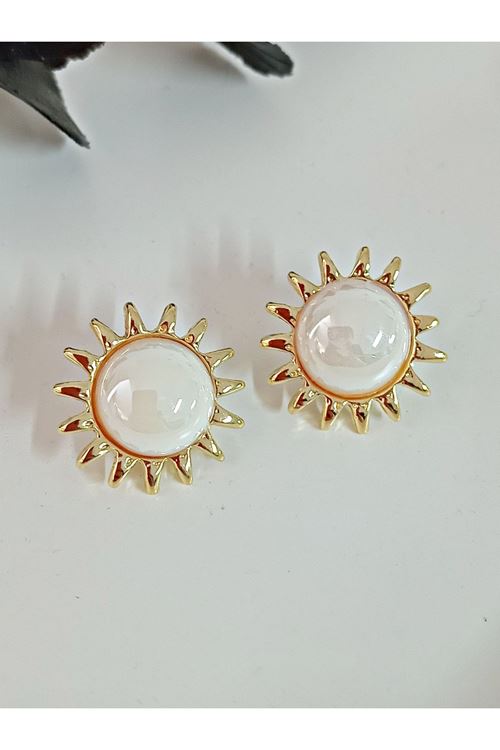 Gold İncili Güneş Kadın Küpe