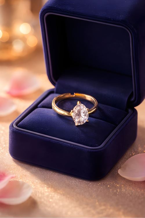 Gold Zirkon Tektaş Yüzük, Ayarlanabilir