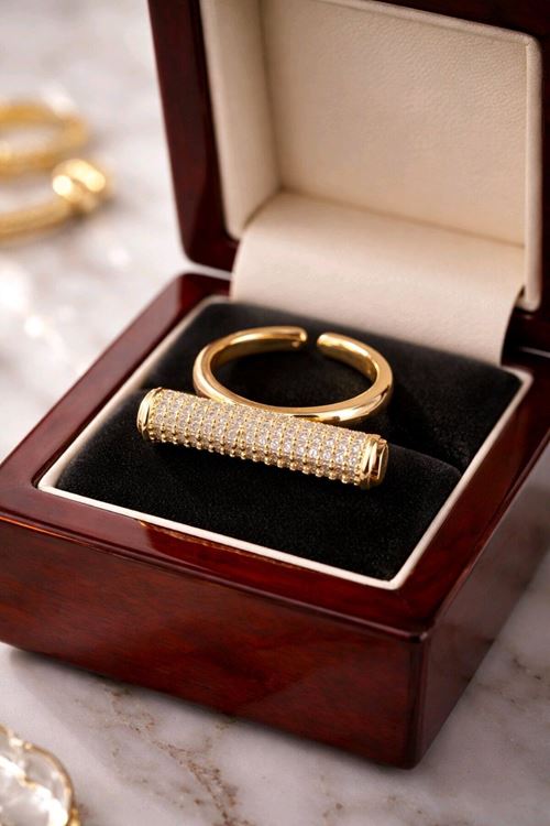 Gold Zirkon Taşlı Yüzük, Ayarlanabilir