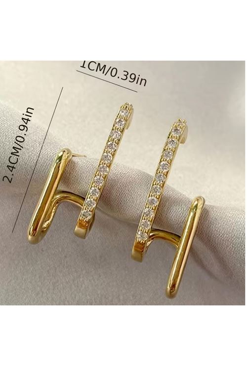 Gold Taşlı Geometrik Kadın Küpe