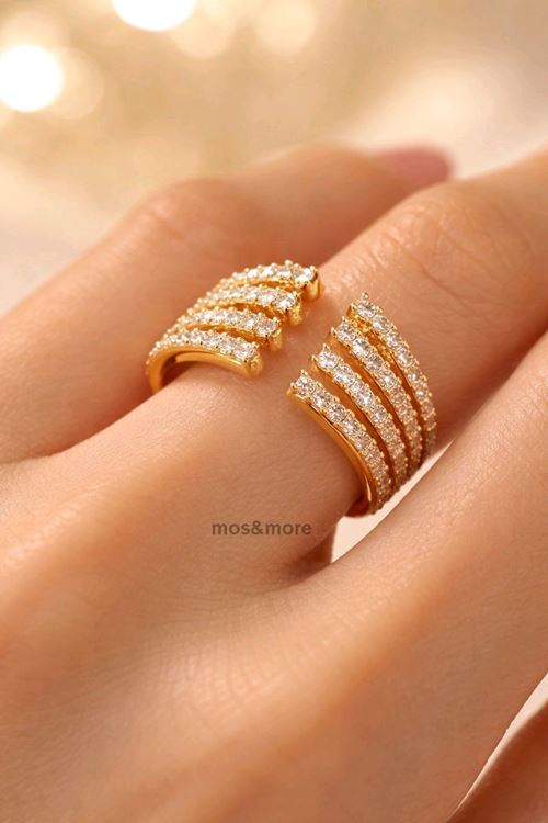 Gold Zirkon Taşlı Yüzük, Ayarlanabilir