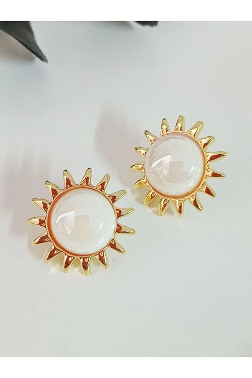 Gold İncili Güneş Kadın Küpe