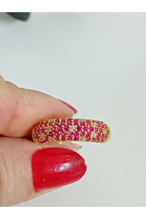 Çelik Gold Pembe Taşlı Ayarlanabilir Yüzük