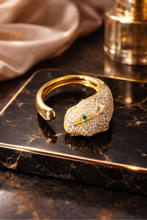 Gold Taşlı Kaplan Yüzük, Ayarlanabilir