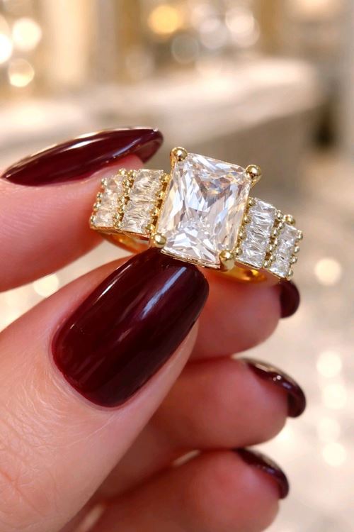 Gold Baget Taşlı Yüzük, Ayarlanabilir