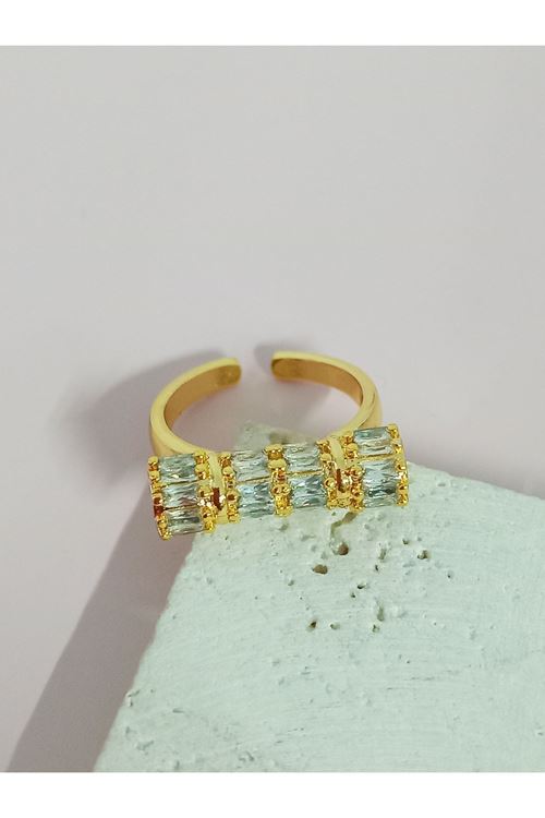 Çelik Gold Baget Taşlı Yüzük, Ayarlanabilir