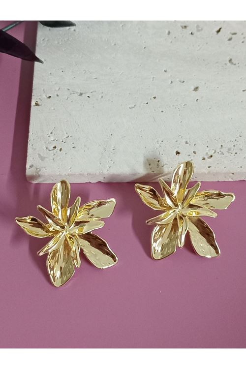 Gold Çiçek Küpe