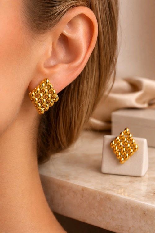 Gold Mexico Dörtgen Küpe