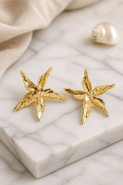 Gold Yıldız Küpe