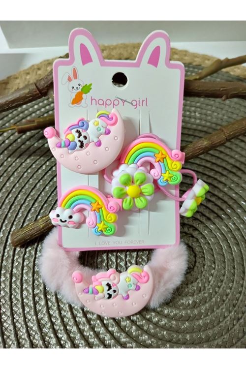 6 Parça Unicorn Çocuk Pens ve Havlu Toka Seti