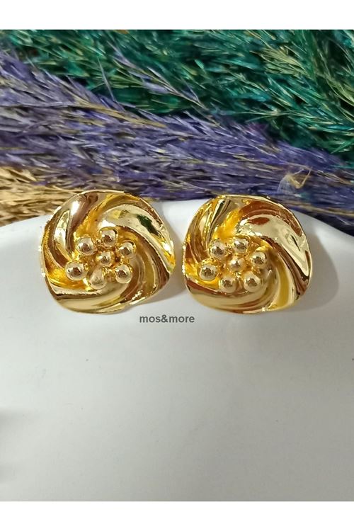 Gold Renk İncili Sarmal Kadın Küpe