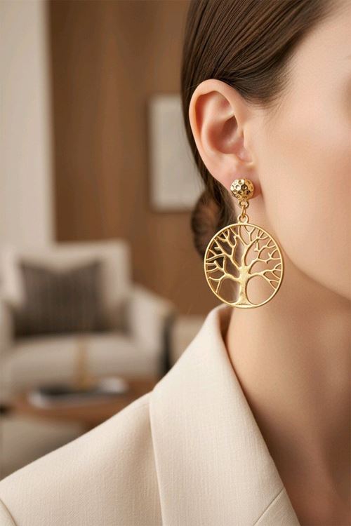 Gold Hayat Ağacı Küpe