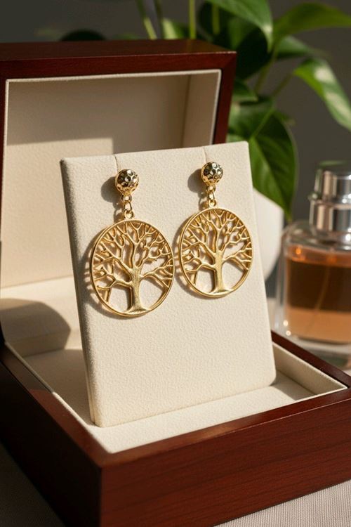 Gold Hayat Ağacı Küpe