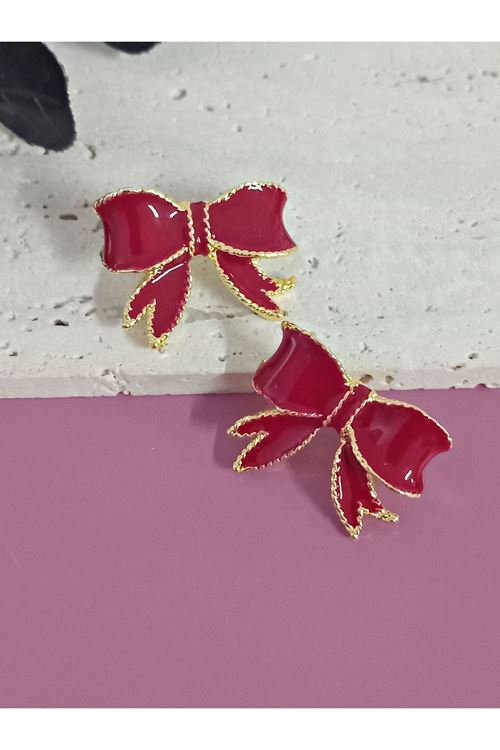 Bordo Mineli Fiyonk Şık Küpe